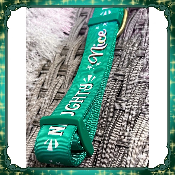XL Petsmart Winter Green Holiday Dog Collar Naughty or Nice Santa Gold Christmas - Picture 6 of 7